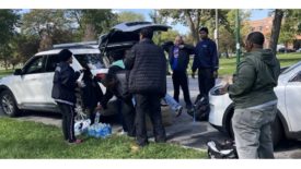 image of Allied employees distributing clothes in Chicago